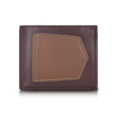 Men's Wallets, Leather Bifold Slim Wallet, Minimalist Credit Card Thin Wallet with 8 Card Slots and ID Window (Coffee)