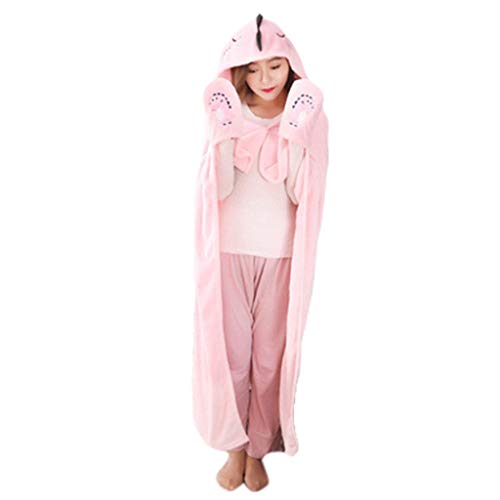 Cute Winter Plush Blanket, Adults Kids Winter Plush Blanket Sweatshirt Cute Rabbit Dinosaur Hooded Blanket