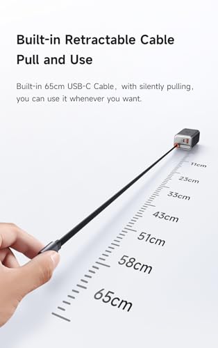 Image of mcdodo 67W USB C Charger With Retractable Type-C Cable, Dual Port (USB A+C) Foldable Wall Charger Gan Fast Charging Fit iPhone 16 15 Pro /Promax /Plus, Galaxy, Ipad, Macbook, Black