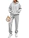 Yuson Girl Damen Jogginganzug Fleece Hausanzug Zweiteiler Outfit, 2 Teilig Jogger Trainingsanzug mit Hoodie und Jogginghose, Baumwolle Freizeitanzug Tracksuit Warm Sportkleidung Set(Hellgrau, L)