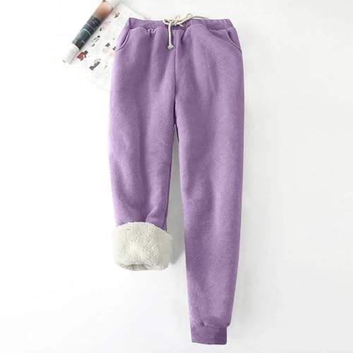 Womens Sweatpants Fleece Sherpa Lined Sweatpants with Pocket Thermal Leggings Winter Warm Sherpa Lined Joggers2