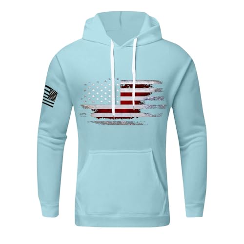 Ymosrh Men's Casual Hoodie Fall Winter Long Sleeve Flag Print Pullover Hooded Sweatshirts with Pockets, M-6XL