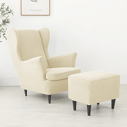 Fundas para sillón orejero protectoras con tejido jacquard elástico 6