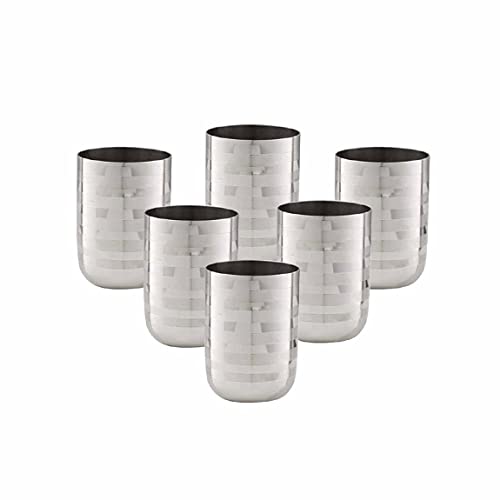 Neelam Stainless Steel 7 22G Diamond Royal Glass, 300 ml, Silver, Set of 12