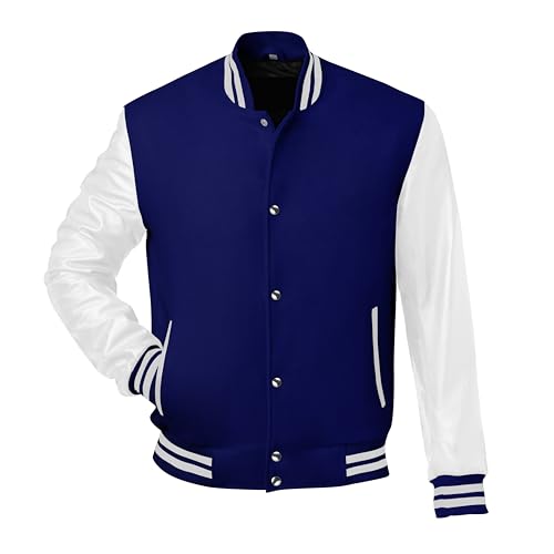 Image of Red And Black Letterman Jacket Men - Mens Black Varsity Letterman High School Baseball Bomber Jacket