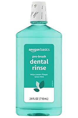 Amazon Basics Pre-Brush Dental Rinse, Green Mint Flavor, Loosens Plaque Before Brushing, 24 Fluid Ounces, 1-Pack (Previously Solimo)