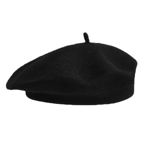Beret Hat for Women and Men - Classic Solid Color Winter Autumn Fashion Warm Outdoor Elegant Soft Stretchy French Style Retro Artist Beanie Unisex Black