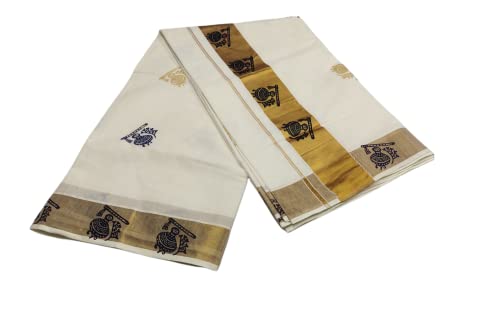 Women's Kasavu Cotton Saree with Blouse4