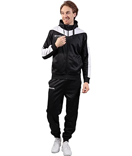 GIVOVA Tuta Roma Con Cappuccio Polarfleece Ensemble Sportif, Noir/Blanc, 4XL Mixte