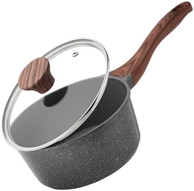 SENSARTE 7.9 inches (20 cm) Single Handle Pot, IH/Gas Compatible, Miso Soup Pot, Saucepan, Non-Stick, Marble Coating, Easy to Clean, High Heat Efficiency, Baby Food, No Harmful Substances, One Year