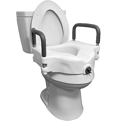 ProBasics E-Z Lock Raised Toilet Seat with Handles, 4.5" Toilet Seat Riser with Arms, Fits Most Elongated and Round Toilets, Handicap Toilet Seat, Elevated Toilet Seat, Handicap Toilet Seat - White