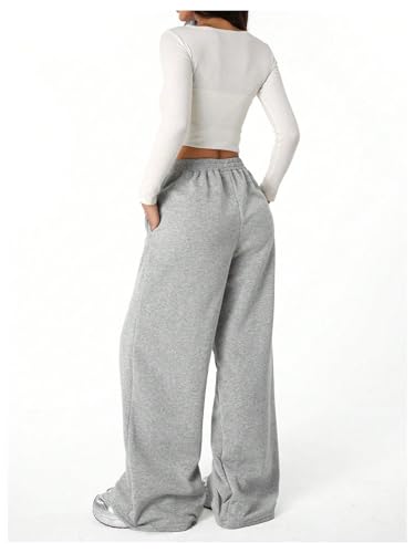 GORGLITTER Girl's Graphic Wide Leg Sweatpants Baggy Hip Pop Elastic Waist Y2K Pants Streetwear3