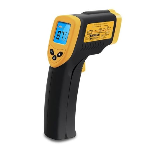 Etekcity Digital Laser Infrarot Thermometer IR Pyrometer berührungslos Temperaturmessgerät Temperaturmesser, -50 bis +380°C, LCD Beleuchtung, Gelb/Schwarz, Lasergrip 774 (Nicht für Menschen)