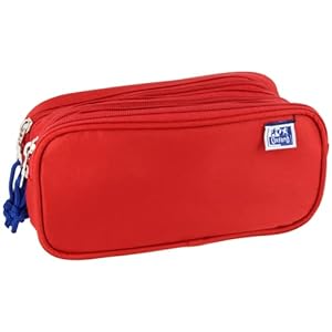 Oxford, Estuche Escolar 3 Compartimentos, Goma Elástica, 3 Cremalleras, Color Azul Turquesa