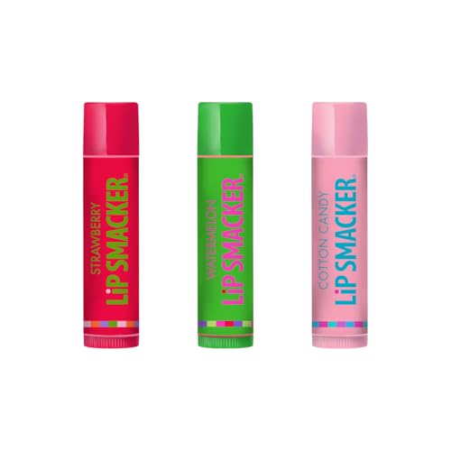 Lip Smacker Lip Balm Trio Original and Best Strawberry Watermelon Dr Pepper, Total Net Weight 0.42 Ounce