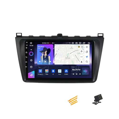 EsaSam Android 13 Car Stereo Bluetooth Car Play 2 DIN Touch Screen Compatible with Mazda 6 2008~2012 9in QLED Display Car Radio with Navigation Android Auto FM RDS SWC,8 Core NF5 4G+64G