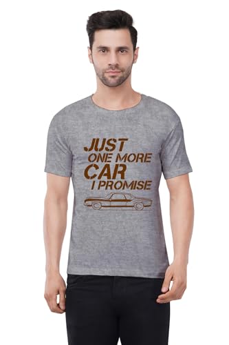 Image of Caseria Men's Cotton Printed T-Shirt -Just One More Car | 100% Cotton | Half Sleeves | Regular Fit | Printed | Round Neck | Graphic T Shirt