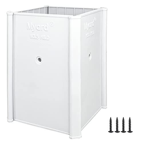 Myard PS446-W 4x4x6 Inches Post Protector with Screws Inner Size 3.5x3.5 Protect Mailbox Deck & Fence Posts from Damage to Lawn Maintenance Equipment Fit Wood & Metal Posts (1-Pack White)