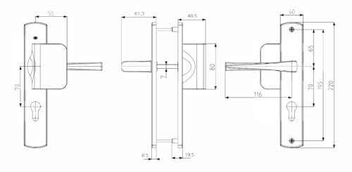 Bricard 88790T1 Evidence Titanium Plate Handle Set - Front Door Kickstand and Fin - Image 2