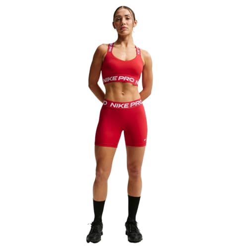 Nike Womens Pro Mid-Rise 5 Biker Shorts University Red/White