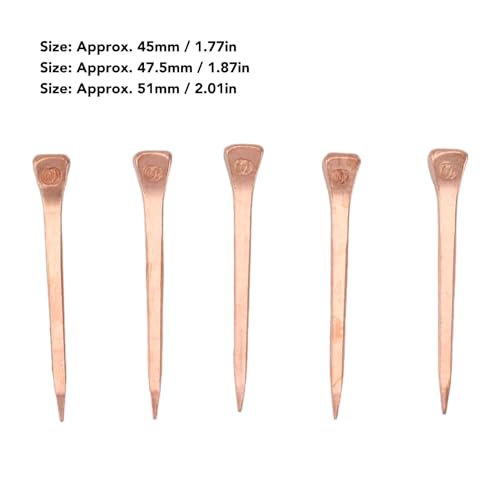 Image of BORDSTRACT 250Pcs Horseshoe Nails, Copper Plating Shoeing Nails with Plastic Box, Copper Plated Horseshoe Nails, Equestrian Riding Equipment, for Raise Livestock(45mm Copper-Plated Nail E3)