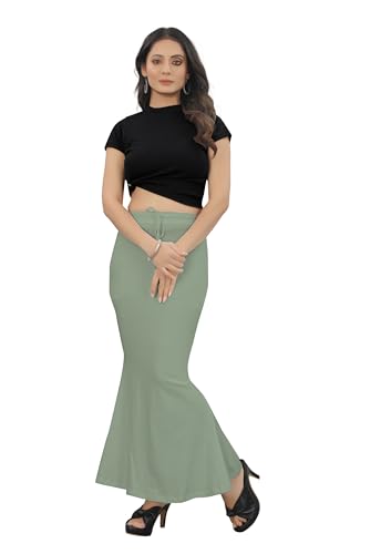 Image of Women's Polyester Blend Shapewear Patticoat Fishcut Flare Pattern Stretchable Drawstring Waist Maxi Length and Slim Fit Body Shaper Peticoat for Saree Daily Use Peticoat