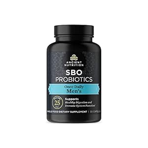 Ancient Nutrition Probiotics for Men, SBO Probiotics Men’s Once Daily 30 Ct, for Healthy Digestion and Immune System Function Support, 25 Billion CFUs* Per Serving