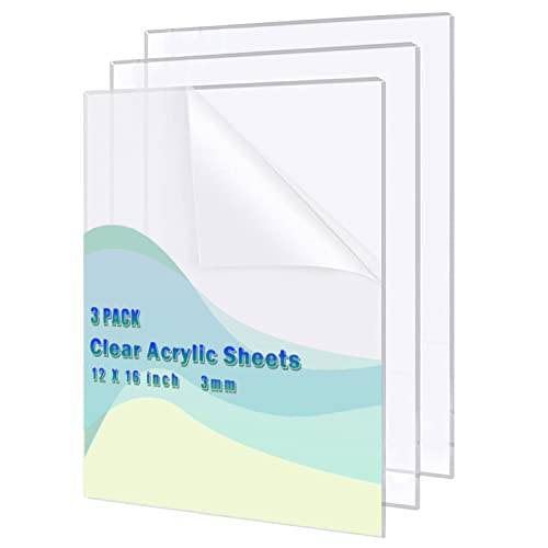 3Pcs Clear Acrylic Sheet, 12