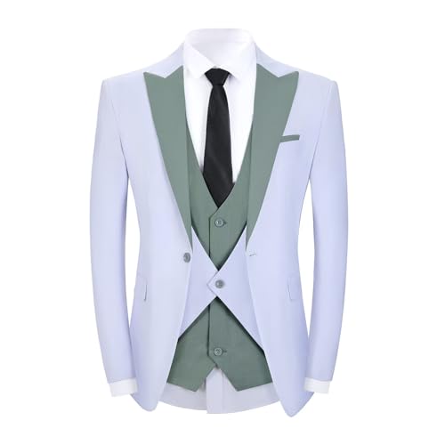 Wangyue Tuxedo for Men Slim Fit 3 Piece Suit Formal Wedding Prom Tuxedo Suits Dinner Party Blazer Vest Pant Set2