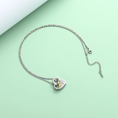 QGJNSGC Herz Halskette für Asche Edelstahl Hund Katze Andenken Einäscherung Schmuck Gedenkstätte Urne Halskette für Haustier menschliche Asche Anhänger (Hund-Silber Gold)