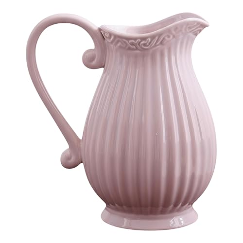 Krug aus Keramik 1,2 L, Pastel Rosa - Wasserkrug, Vase, Pitcher Kanne Karaffe Milchkrug im Landhausstil, Country, French Country, Pastellfarben, Kreidefarben