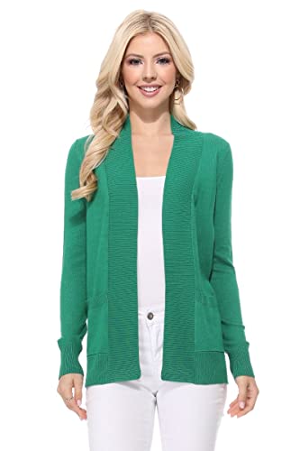 Image of YEMAK Women's Long Sleeve Open Front Knit Sweater Cardigan Shrug with Pocket (S-XL)