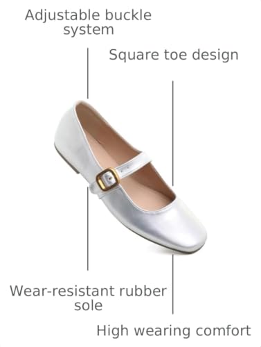 Image of TN TANGNEST Women's Mary Jane Flats Bow Ballet Shoes | Round Toe Flats with Buckle Strap Dressy Comfortable Faux Suede Flats