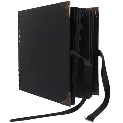 iplusmile Álbum de Fotos DIY de Páginas con Esquinas Protectores Estilo Rústico y Páginas Negro para Manualidades y Recuerdos Bodas y Viajes