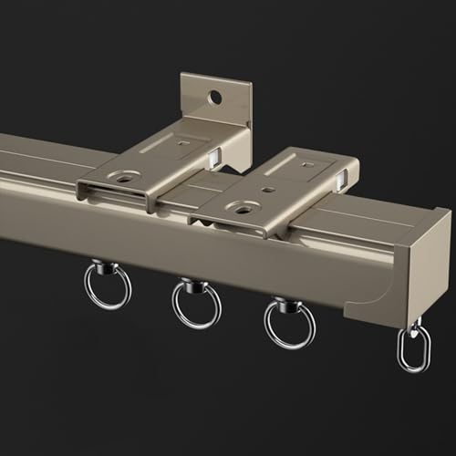 Barra de cortina de techo resistente para montaje en pared, 2,6 mm de grosor, color champán, 500 cm de longitud, ideal para cortinas pesadas y ventanas largas