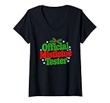Photo Gallery donna funny mistletoe tester kiss maglietta con collo a v Photo Gallery donna funny mistletoe tester kiss maglietta con collo a v