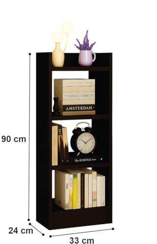 Image of Enigmatic Woodworks Wooden Open Bookshelf Multipurpose for Home Rack Showcase Organizer for Living Room I Study Room I 4-Tier I Finish-Suede DIY (Wenge) 33 * 24 * 90 CM