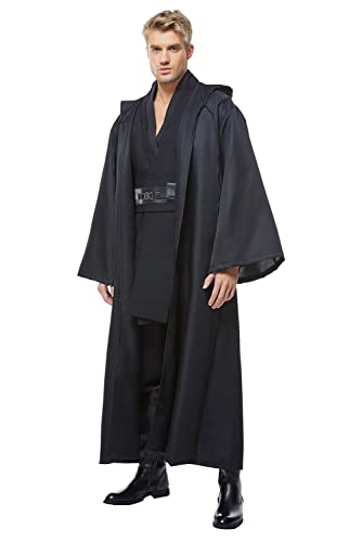 CosplaySky Adult Outfit for Jedi Costume Tunic Hooded Robe Anakin Skywalker Uniform Black Version