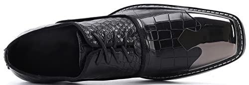 Santimon Men's Dress Oxford Snake Print Patent Metal Toe Two Tone Formal Shoes3