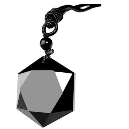 Black Obsidian Necklace Men Hexagram Natural Stone Crystal Pendant for Women Protection Premium Talisman Necklaces Couples Gift