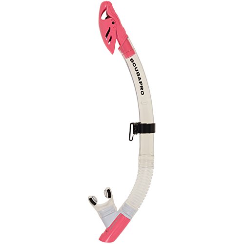 SCUBAPRO Spectra Dry Snorkel with Purge Valve, Flexible Lower Corrugated Tube, Regulator-Style Mouthpiece and Quick-Connect Clip, Clear/Pink