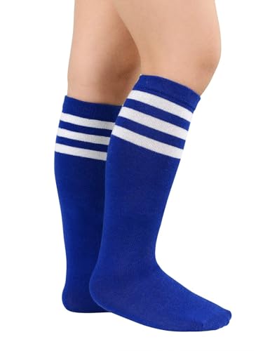 Komorebi Kids Soccer Socks Toddler Soccer Socks Kids Socks Toddler Knee High Socks 1 Pack Blue White2