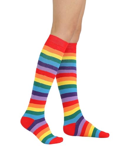 Image of Striped Knee High Socks for Women Outdoor Sport Athletic Stripe Casual Tube Socks