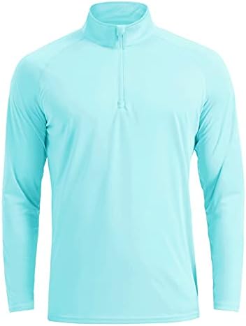 CRYSULLY Shirts for Men Cooling Moisture Wicking Pullover Performance Sun T Shirt Lake Blue