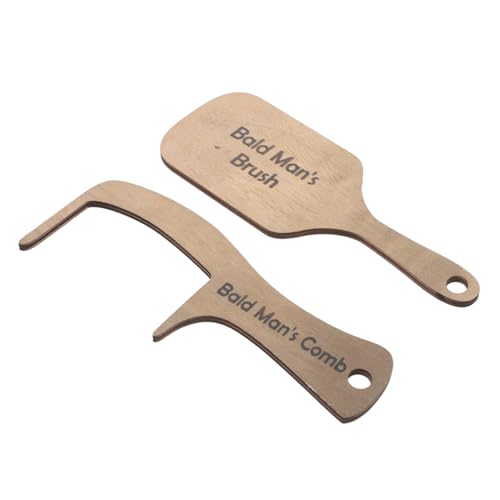 Beaupretty 2個木製 無毛用ヘアブラシ 歯なしデザイン 肌に優しい グルーミングツール ハゲ男性向けジョークグッズ ユニ プレゼントに 面いノベルティ ブライダルパーティー 向け アウトドア保管便利