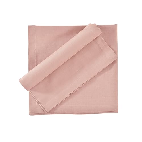 Image of FINGERCRAFT Table Napkins 18x18 Inches Set of 6 Cotton Linen Blend Fabric Dinner Cloth Napkins Washable and Reusable, Good Absorbency for Home, Parties, Hotels (Pink)