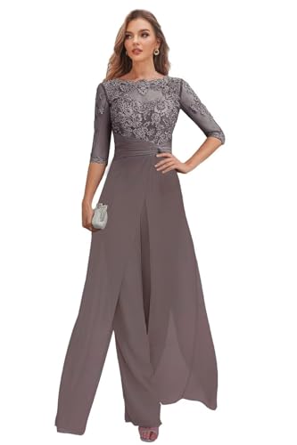 Mother of The Bride Pant Suits Chiffon Wedding Guest Dress with Lace Appliques Formal Outfit Mother of The Groom Dresses