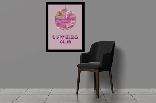 Image of BLINKART Pink Cow Girl Club Abstract Wall Art Painting Print Design Aesthetic Wall Decor Photo ArtWork Frame Decoration Hanging For Home Bedroom Living Room Office Wall Decor (13 * 10 inches) T0027
