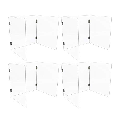 4PCS Desk Sneeze Guard Shield，Portable Countertop Screen，Protective Isolation Shield for All School，Office，Restaurant/Transparent / 35×40×50