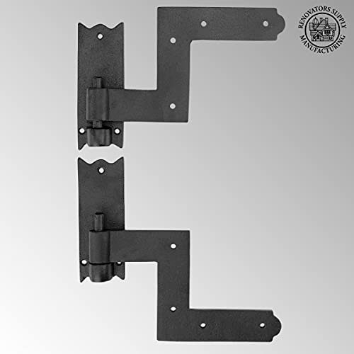 Renovators Supply Manufacturing Shutter Lift Off Pintle Hinges 6 1/2 In. Black Wrought Iron Colonial Pin Reversible Hinges For Doors, Window And Shutters With Hardware Sold As Pair #TOP1